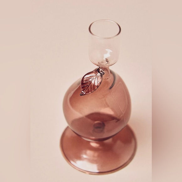 Pair Anthropologie Pear Harvest Fruit Icon Tinted Glass Candle Holder NWT - Picture 2 of 4